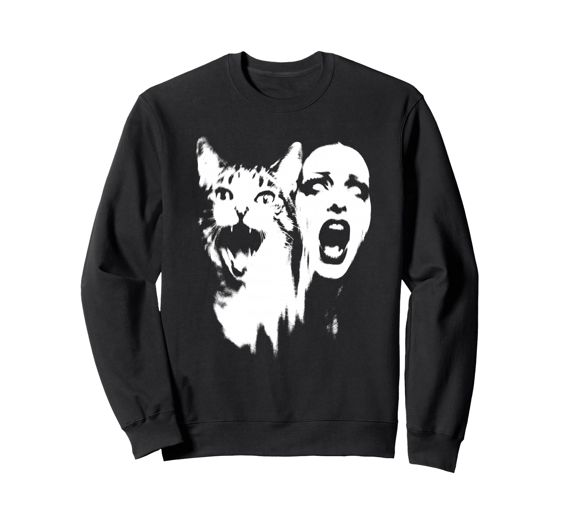 Punk And Cat Grunge 90S Distressed Sweatshirt - Novelty Apparel Men Women - T-Shirt, Sweatshirt, Hoodie