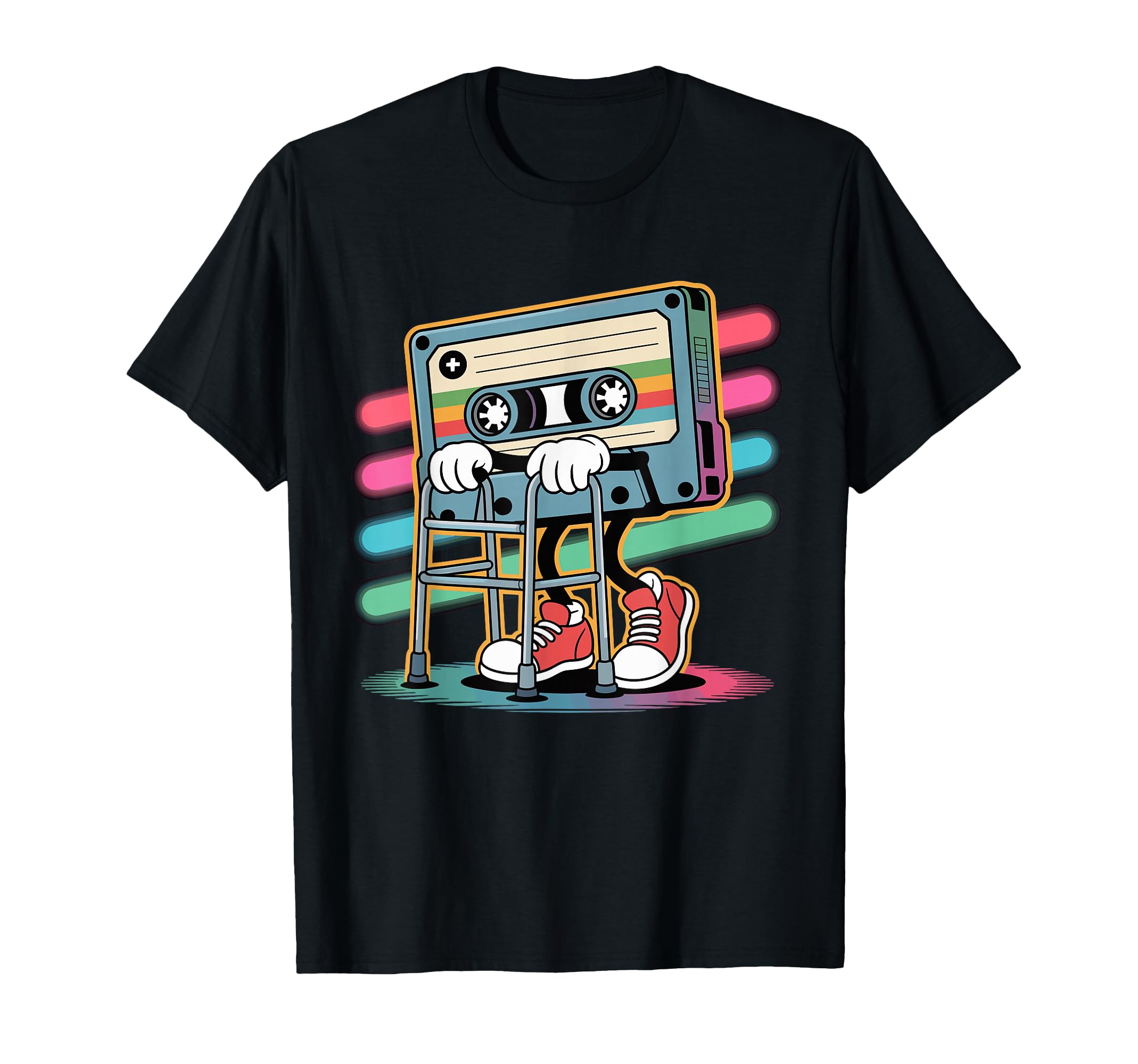 Funny Old Cassette Tape Cartoon T-Shirt - Casual Everyday Wear Men Women - T-Shirt, Sweatshirt, Hoodie