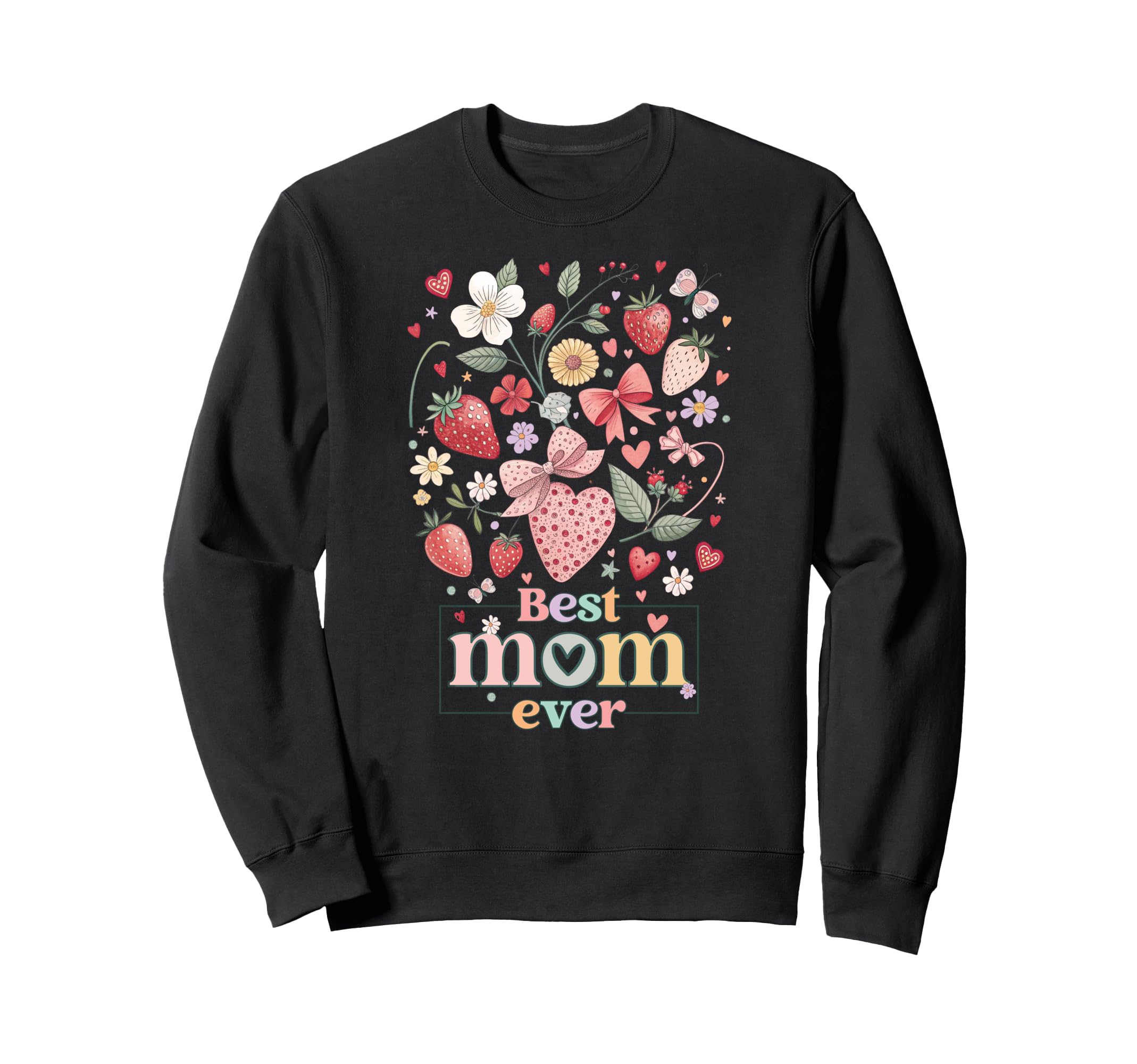 Best Mom World Boho Strawberry Sweatshirt - Trendy Graphic for Adults - T-Shirt, Sweatshirt, Hoodie