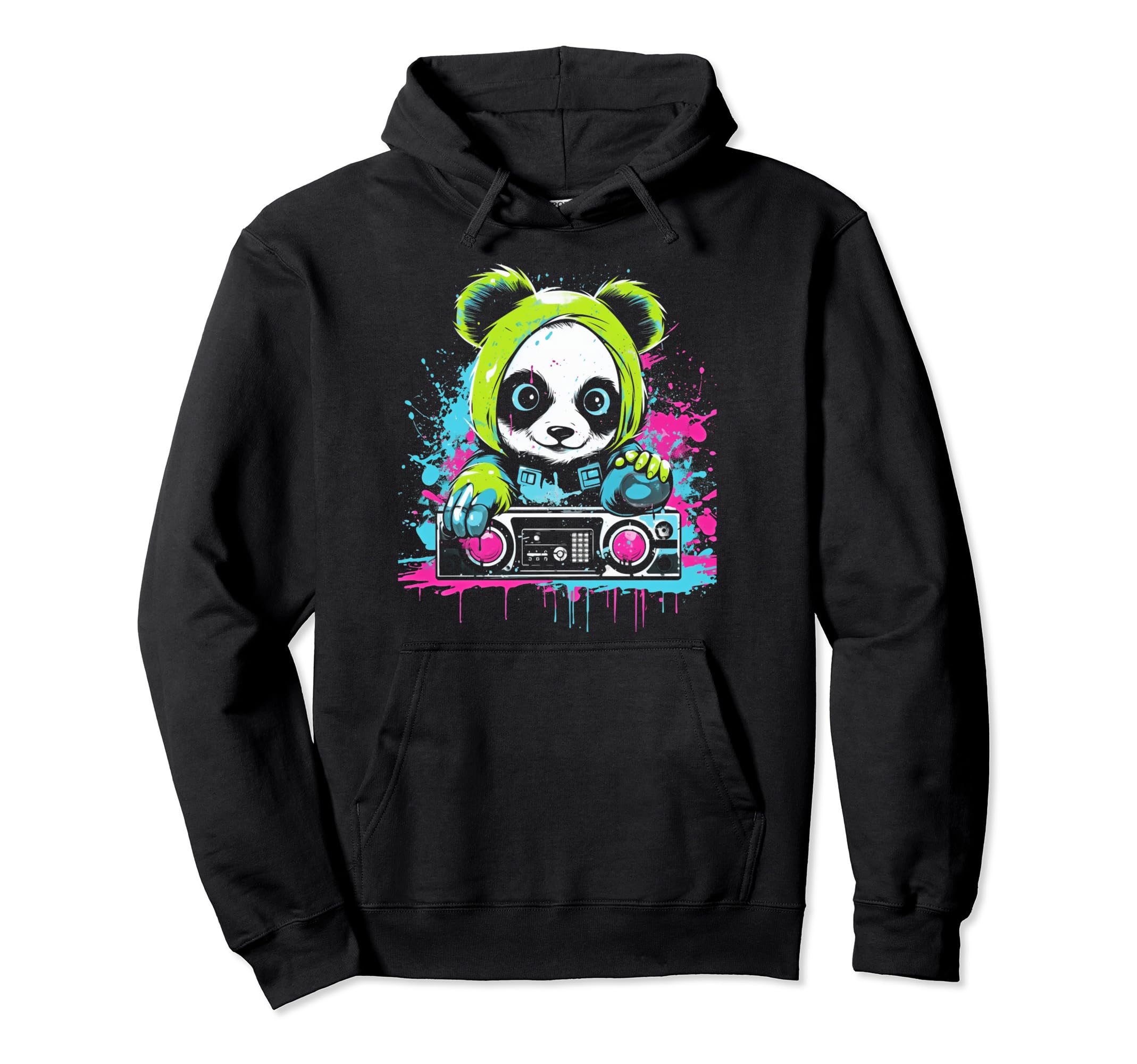 Kawaii Panda Dj Japanese Edm Y2K Hoodie - Aesthetic Graphic for Adults - T-Shirt, Sweatshirt, Hoodie
