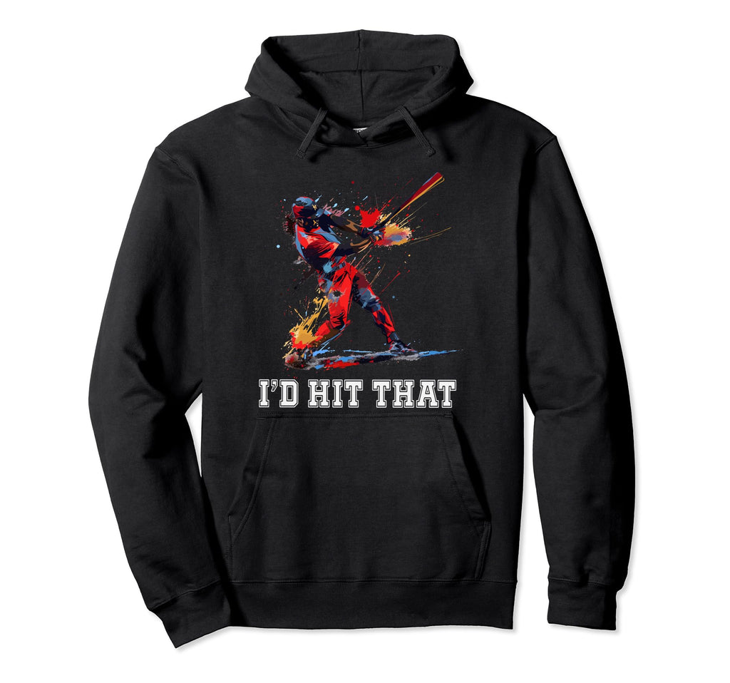 Id Hit That Funny Baseball Player Hoodie - Minimalist Print for Adults - T-Shirt, Sweatshirt, Hoodie