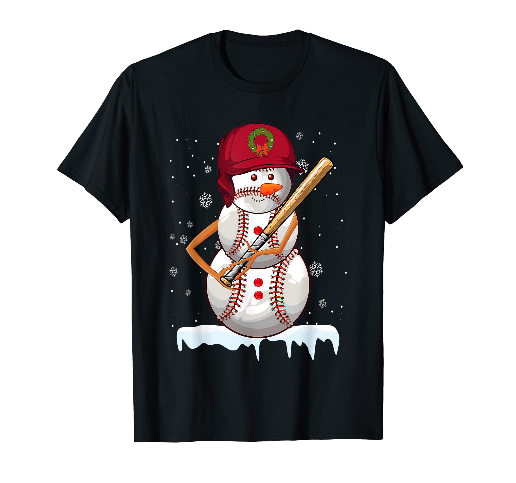 Baseball Snowman Ball Snow Holiday T-Shirt - Streetwear Style Unisex - T-Shirt, Sweatshirt, Hoodie