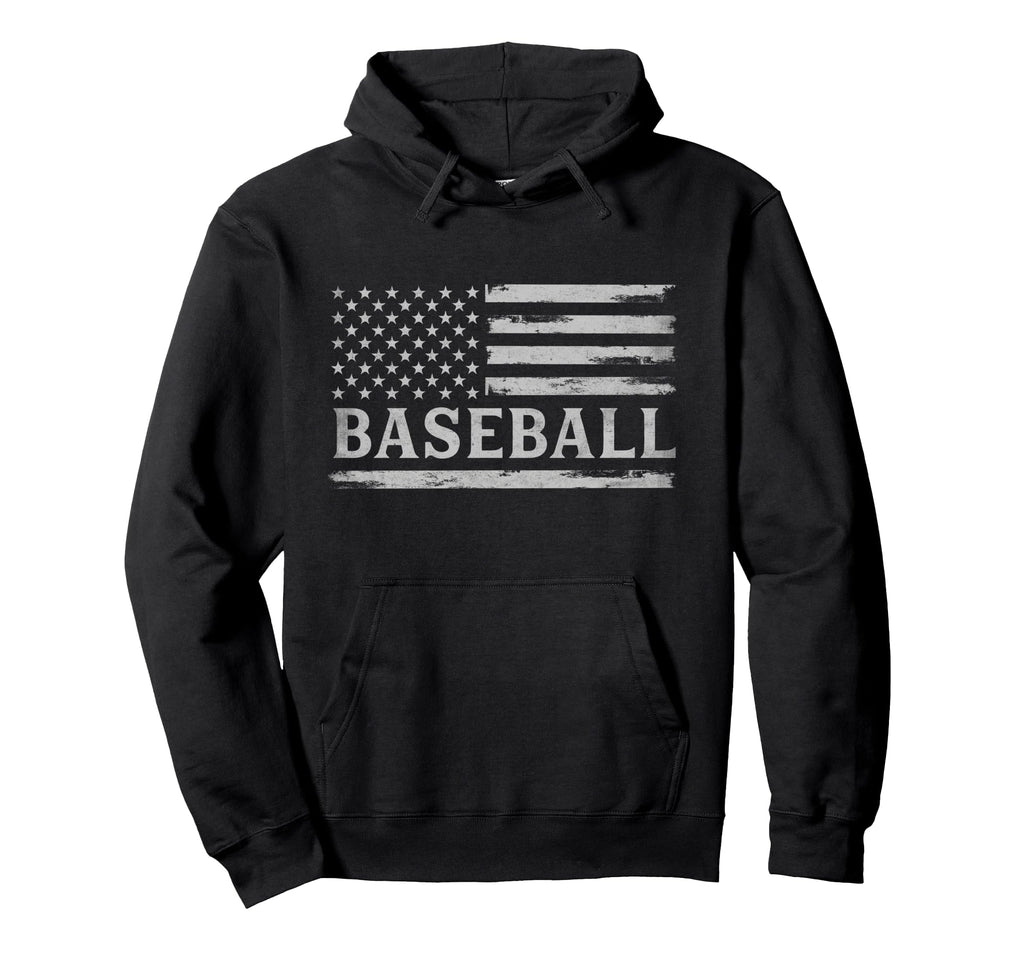 Baseball Grey Usa Flag Player Coach Hoodie - Streetwear Style Men Women - T-Shirt, Sweatshirt, Hoodie