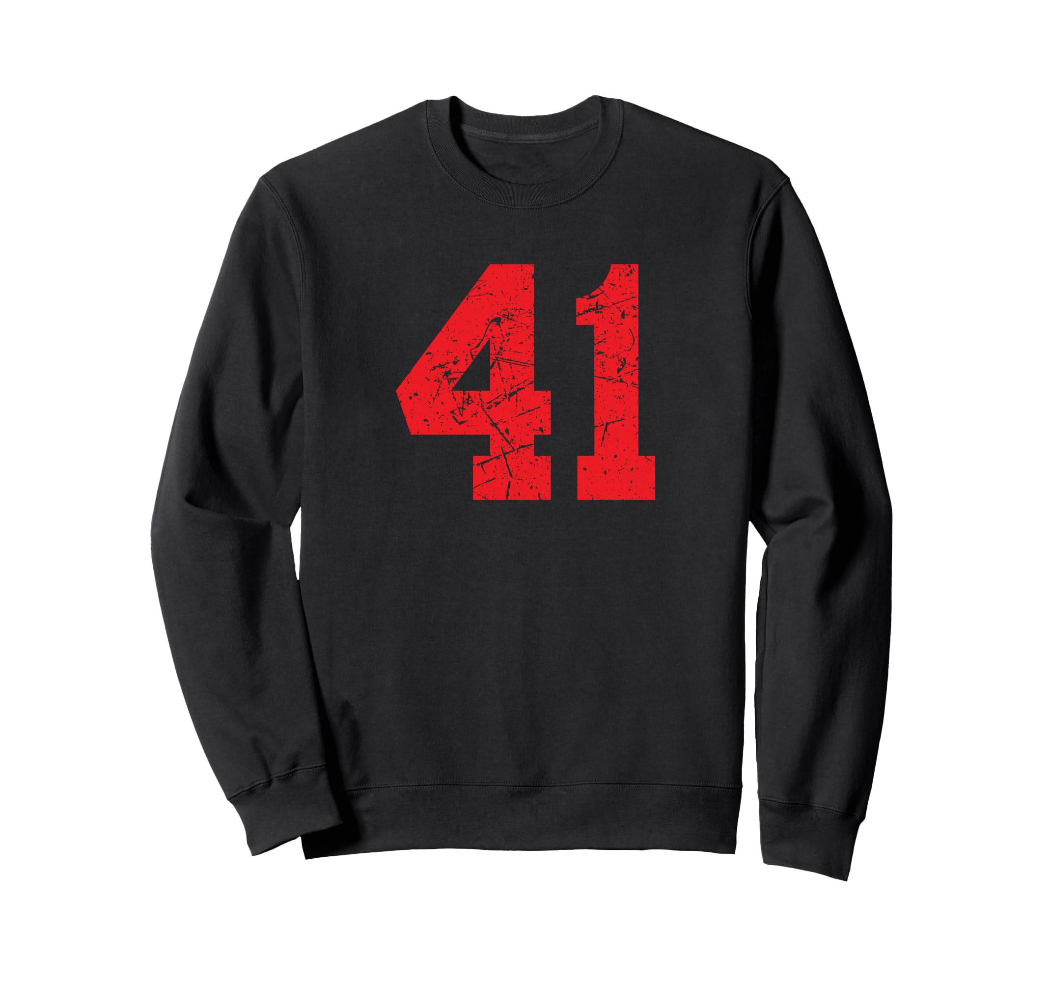 Number 41 Red Distressed Number Sweatshirt - Fun Novelty Design Men Women - T-Shirt, Sweatshirt, Hoodie