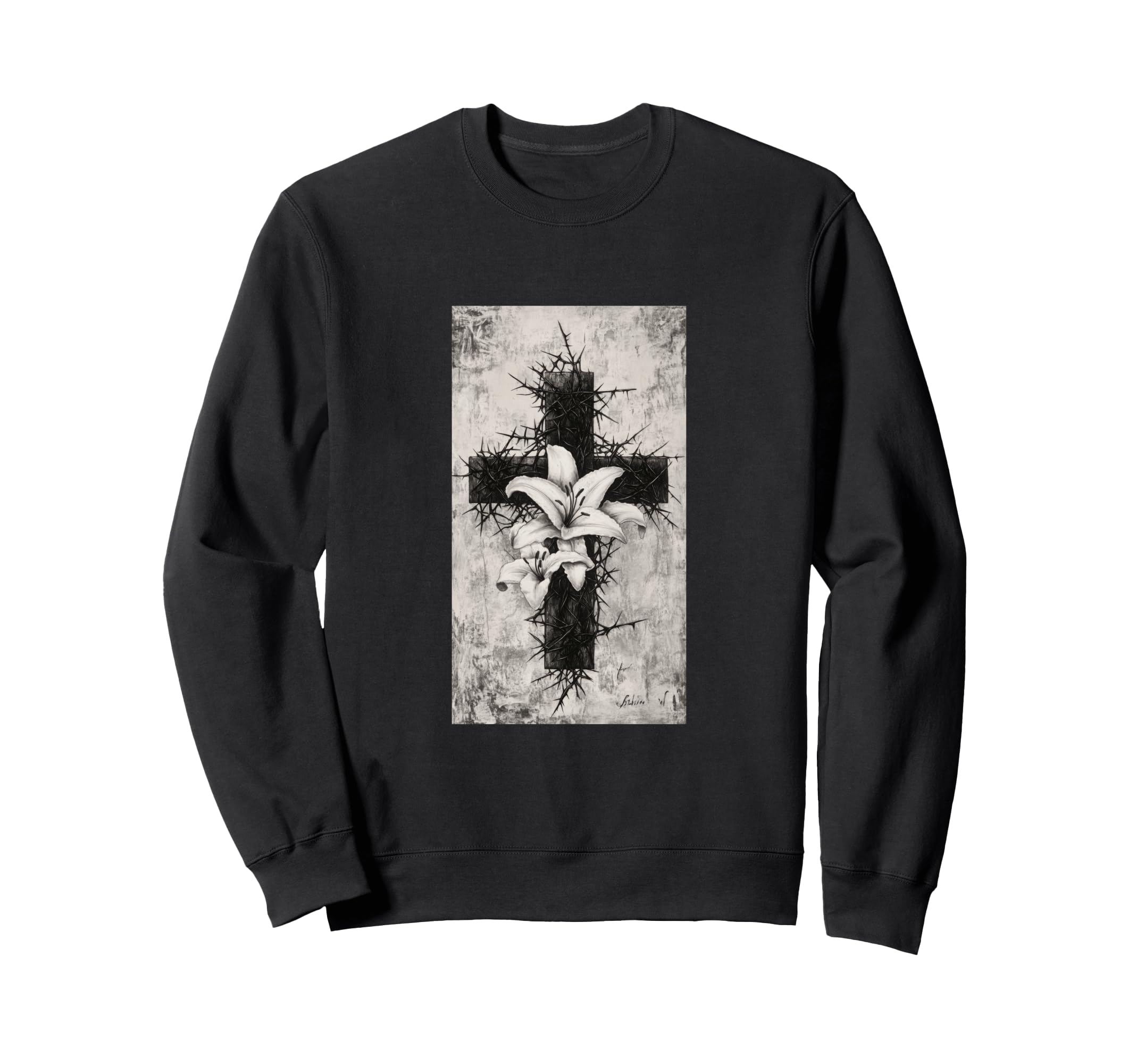 Gothic Cross Grunge Aesthetic Y2K Sweatshirt - Graphic Print for Adults - T-Shirt, Sweatshirt, Hoodie