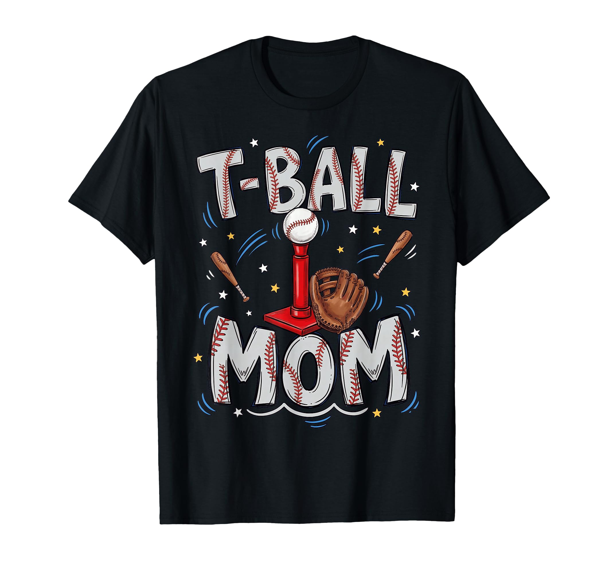 T Ball Baseball Mom Catcher Glove Star T-Shirt - Unique Graphic Unisex - T-Shirt, Sweatshirt, Hoodie