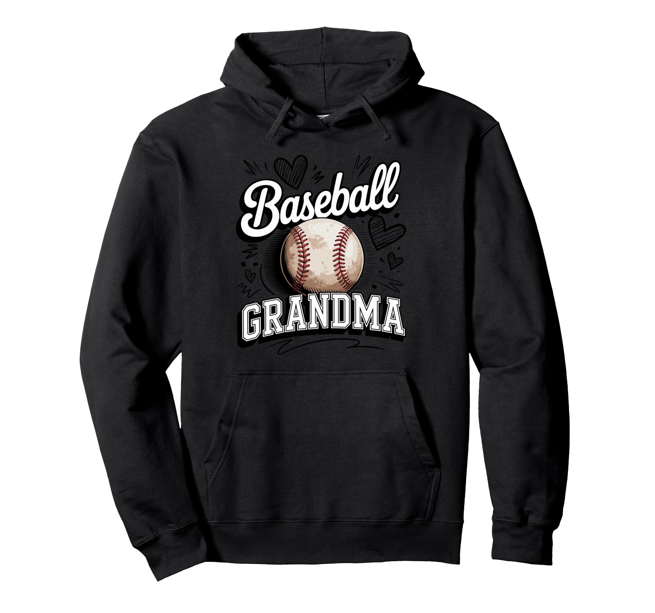 Baseball Grandma Game Day Heart Team Hoodie - Minimalist Print Men Women - T-Shirt, Sweatshirt, Hoodie