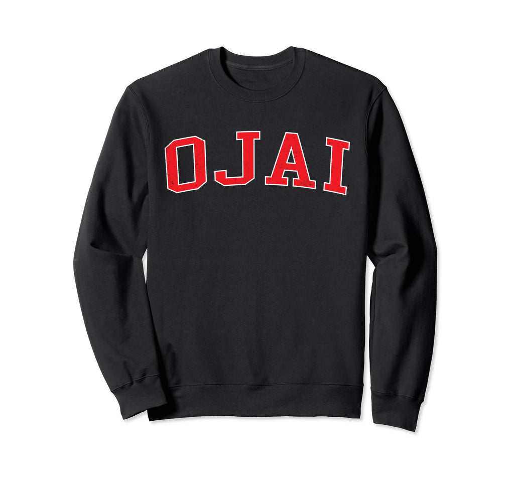 Ojai Ca Distressed Red Varsity Sweatshirt - Custom Art Print Unisex - T-Shirt, Sweatshirt, Hoodie