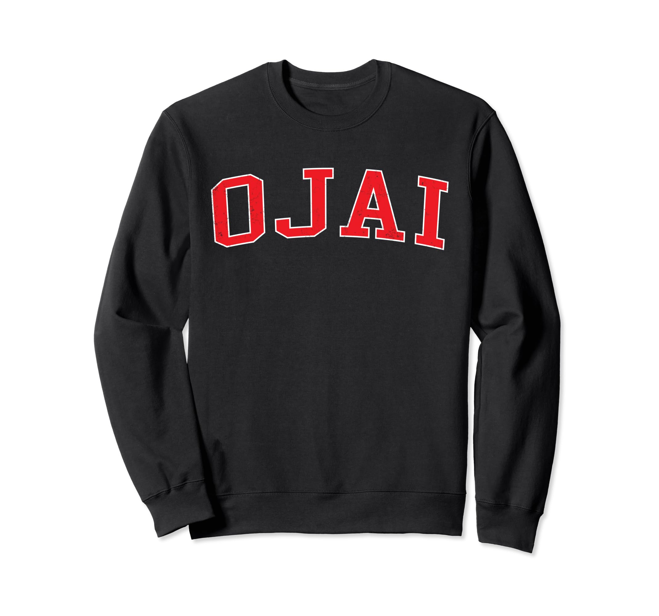 Ojai Ca Distressed Red Varsity Sweatshirt - Custom Art Print Unisex - T-Shirt, Sweatshirt, Hoodie