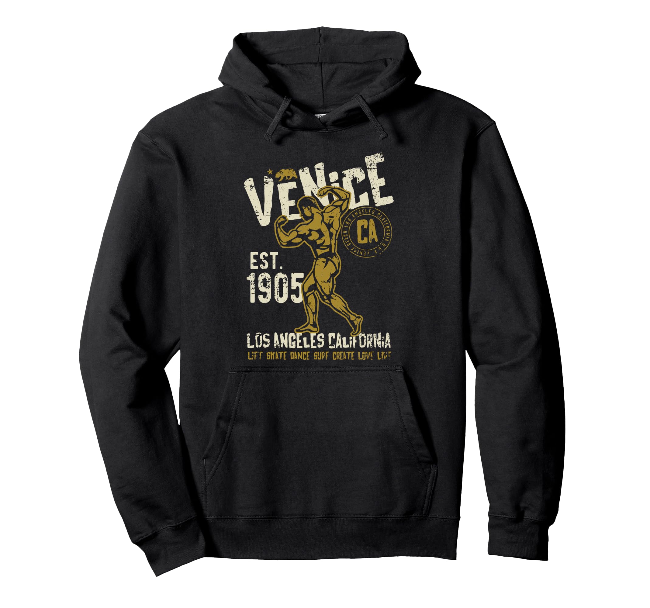 Venice Est 1905 California Distressed Hoodie - Fun Novelty Design Unisex - T-Shirt, Sweatshirt, Hoodie