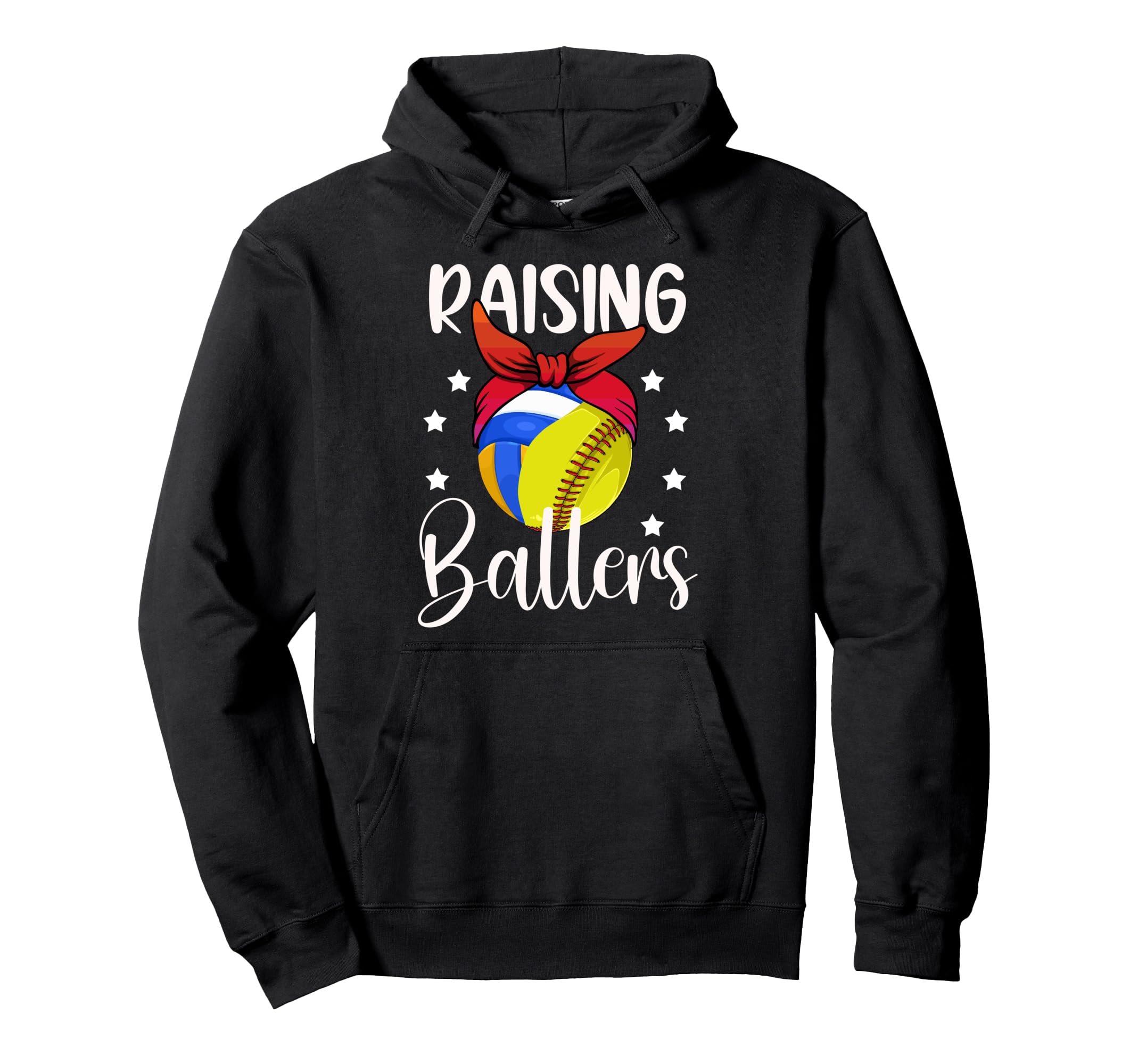Raising Ballers Softball Volleyball Mom Hoodie - Novelty Apparel Unisex - T-Shirt, Sweatshirt, Hoodie