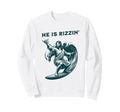 He Is Rizzin Jesus Surfing Funny Sweatshirt - Aesthetic Graphic Men Women - T-Shirt, Sweatshirt, Hoodie