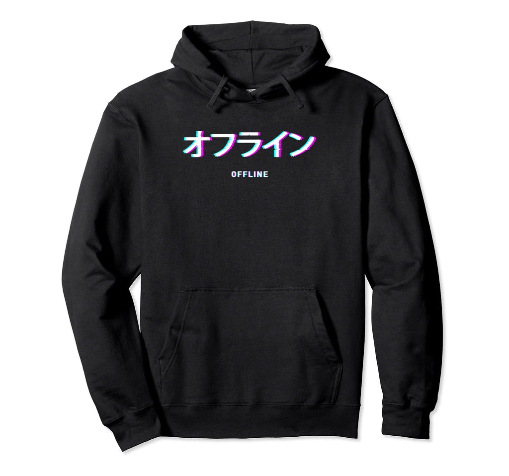 Offline Glitch Japanese Vaporwave Hoodie - Trendy Graphic Men Women - T-Shirt, Sweatshirt, Hoodie