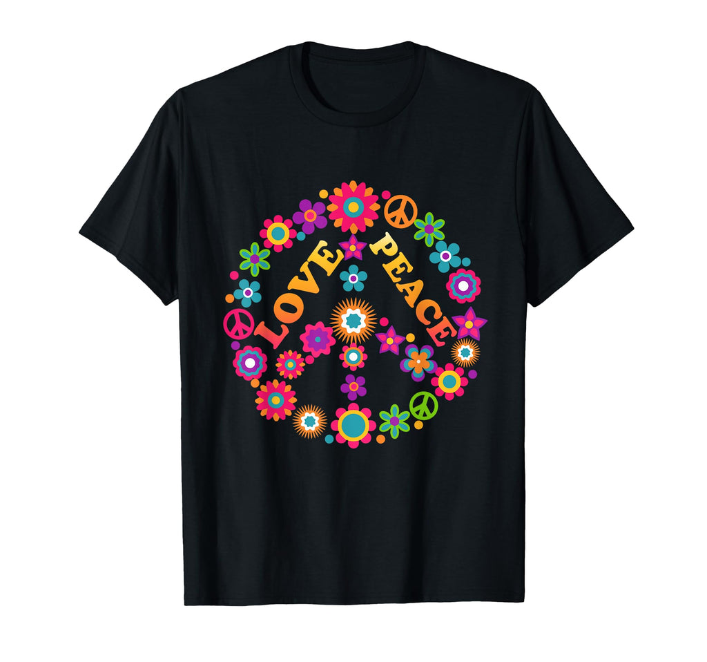 Peace Love Hippie Peace Sign Flower T-Shirt - Graphic Print for Adults - T-Shirt, Sweatshirt, Hoodie