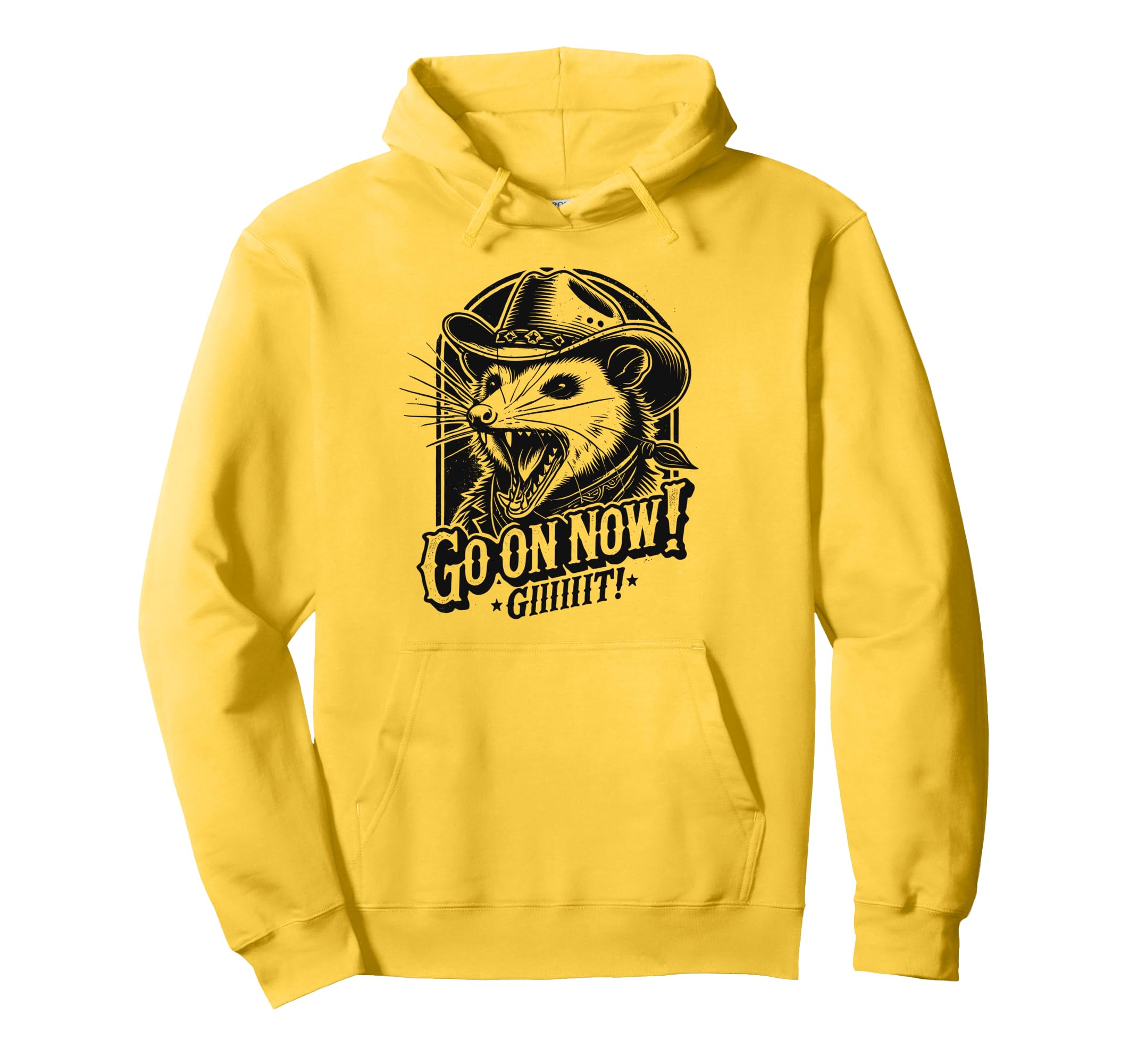 Cowboy Opossum Go Now Git Hoodie - Aesthetic Graphic Unisex - T-Shirt, Sweatshirt, Hoodie