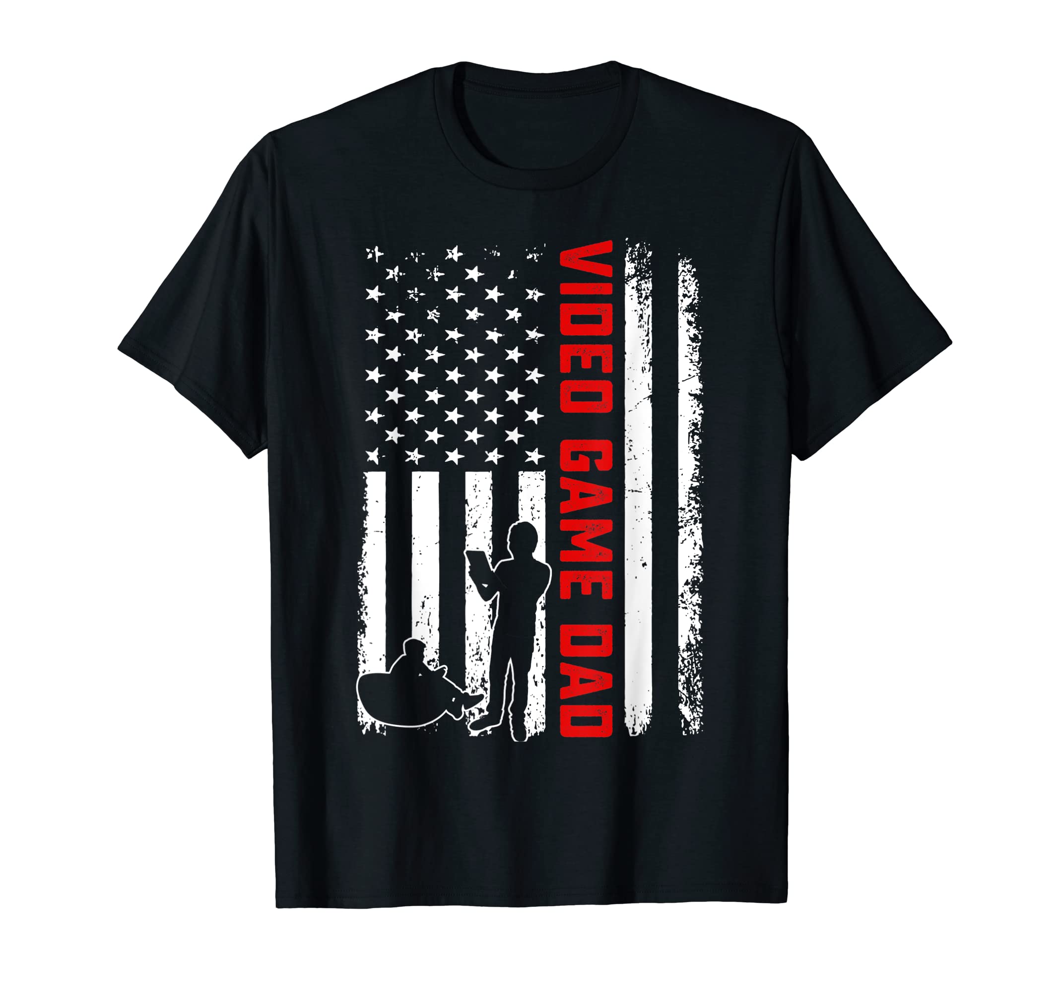 Family Video Game Dad American Flag T-Shirt - Casual Everyday Wear Unisex - T-Shirt, Sweatshirt, Hoodie