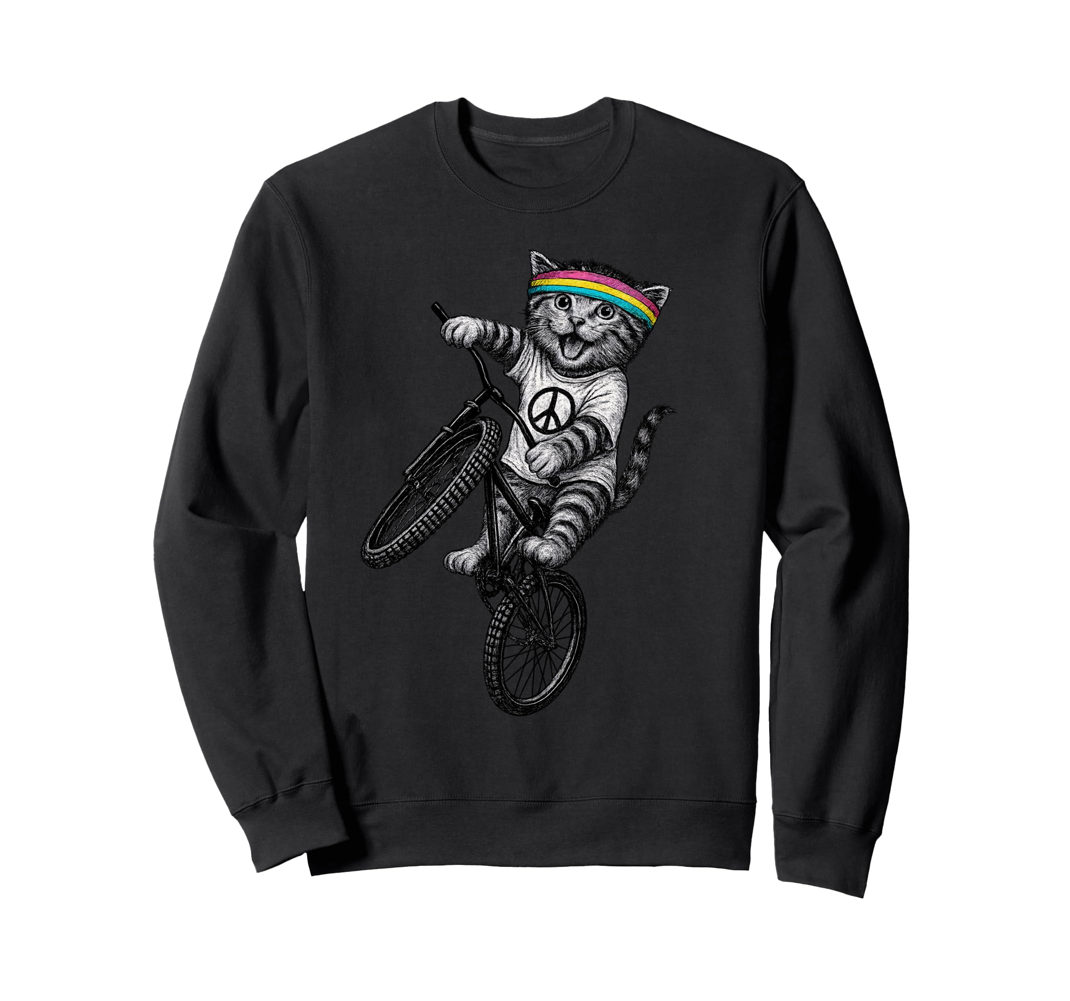 Cat Bike Kitten Wheelie Trick Cycling Sweatshirt - Novelty Apparel Unisex - T-Shirt, Sweatshirt, Hoodie