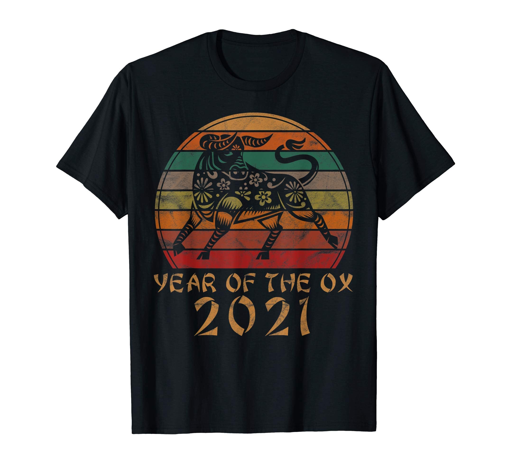 Year Ox 2021 Gift Sunset Happy T-Shirt - Casual Everyday Wear Unisex - T-Shirt, Sweatshirt, Hoodie