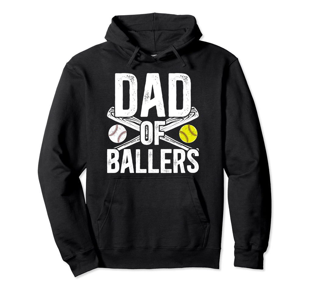 Dad Ballers Softball Baseball Dad Hoodie - Graphic Print Unisex - T-Shirt, Sweatshirt, Hoodie