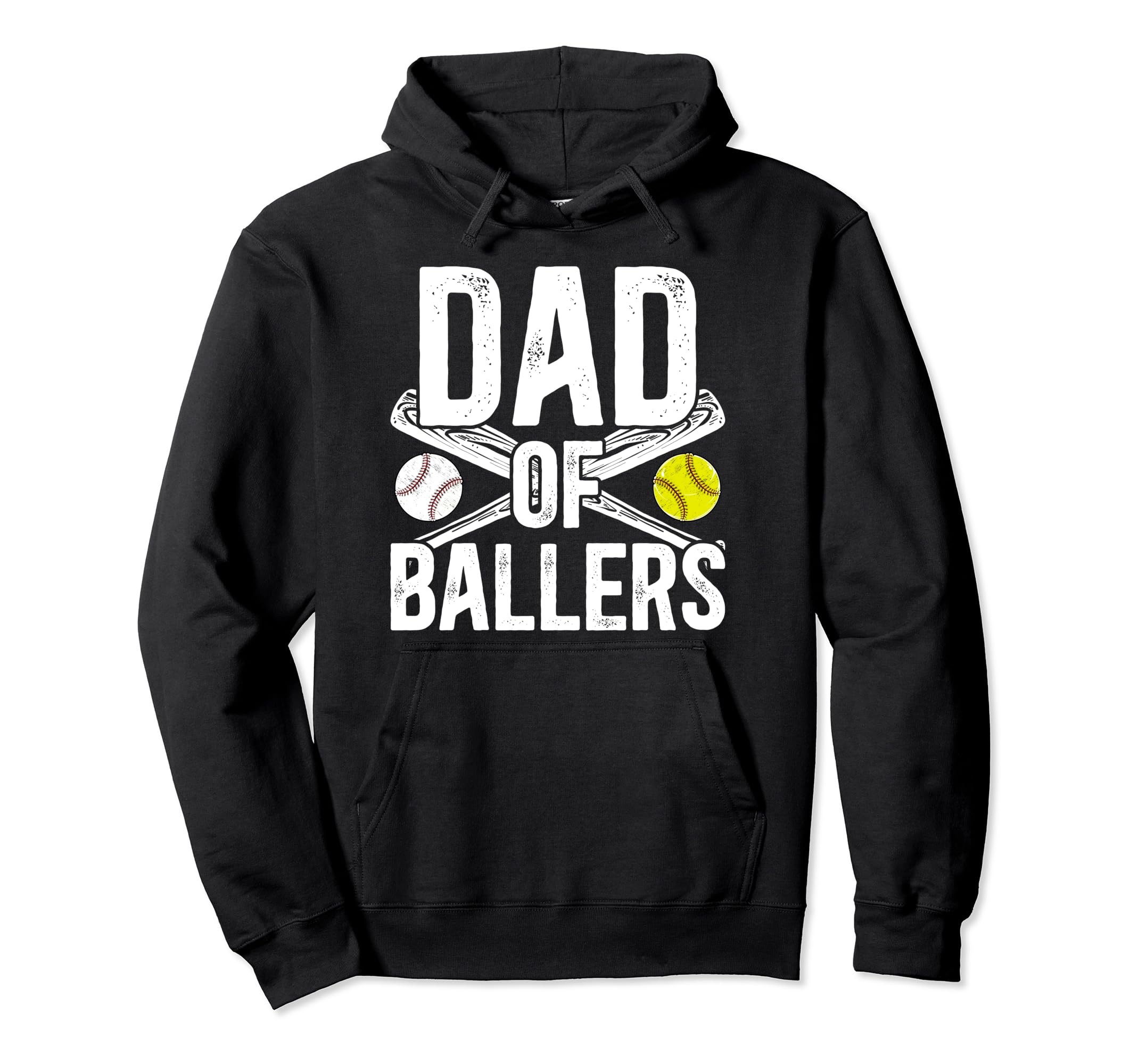 Dad Ballers Softball Baseball Dad Hoodie - Graphic Print Unisex - T-Shirt, Sweatshirt, Hoodie