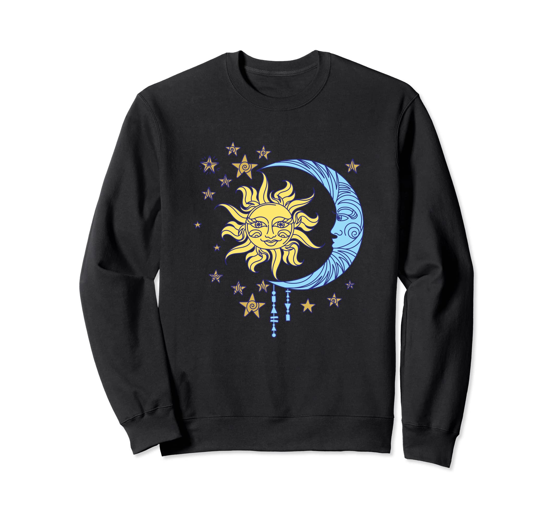 Celestial Sun Moon W Stars 90S Sweatshirt - Fun Novelty Design for Adults - T-Shirt, Sweatshirt, Hoodie