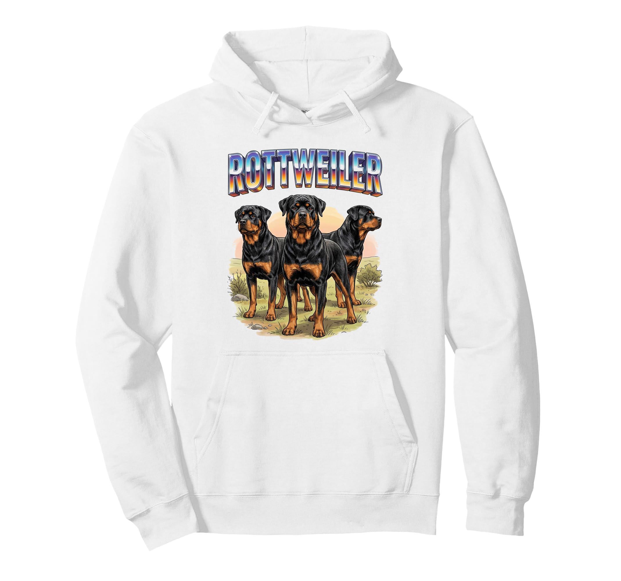Rottweiler 90S Dog Lover 80S Hoodie - Casual Everyday Wear Men Women - T-Shirt, Sweatshirt, Hoodie