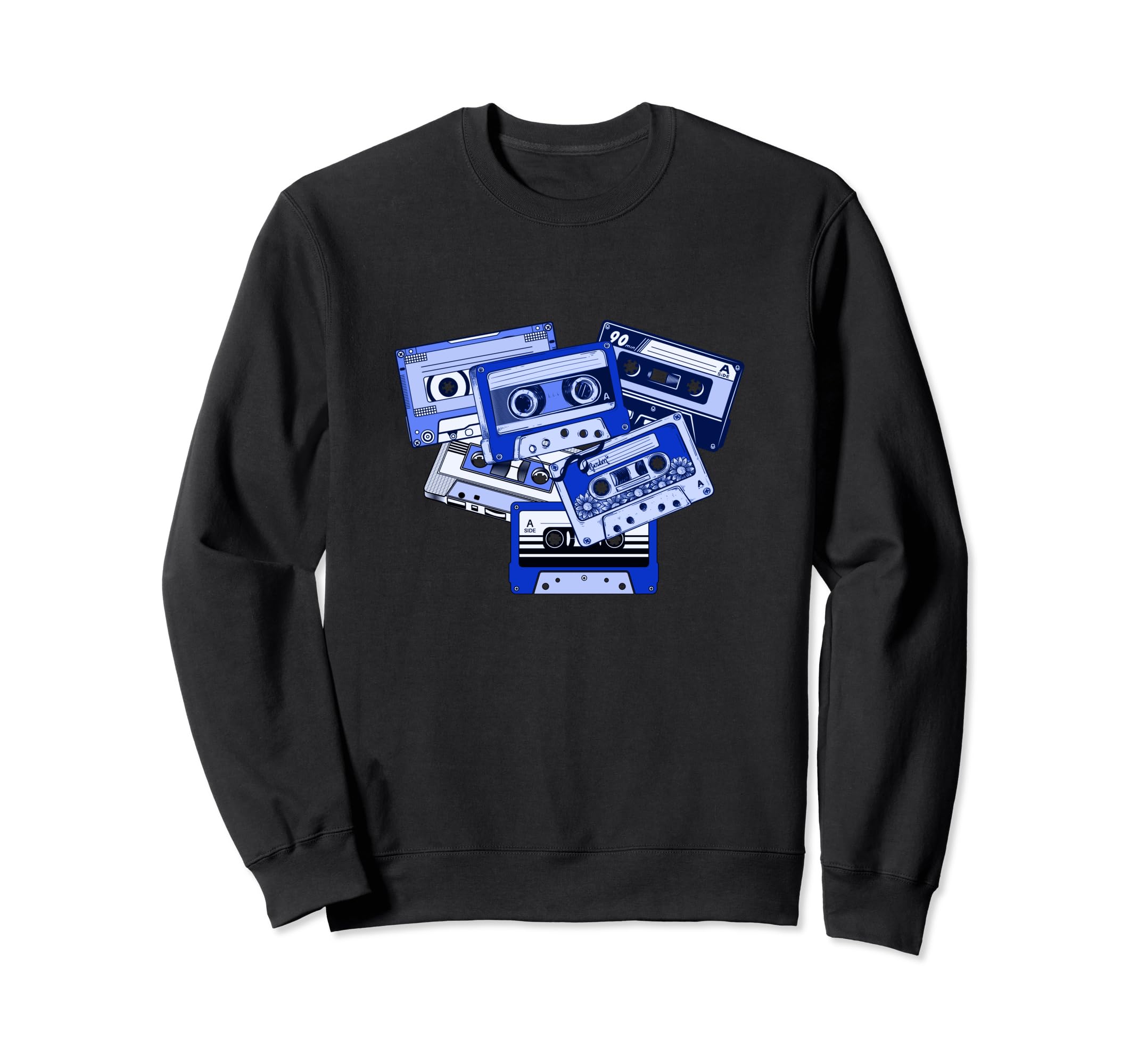 Blue Tape Cassettes Old School Blue Color Sweatshirt - Graphic Print Unisex - T-Shirt, Sweatshirt, Hoodie