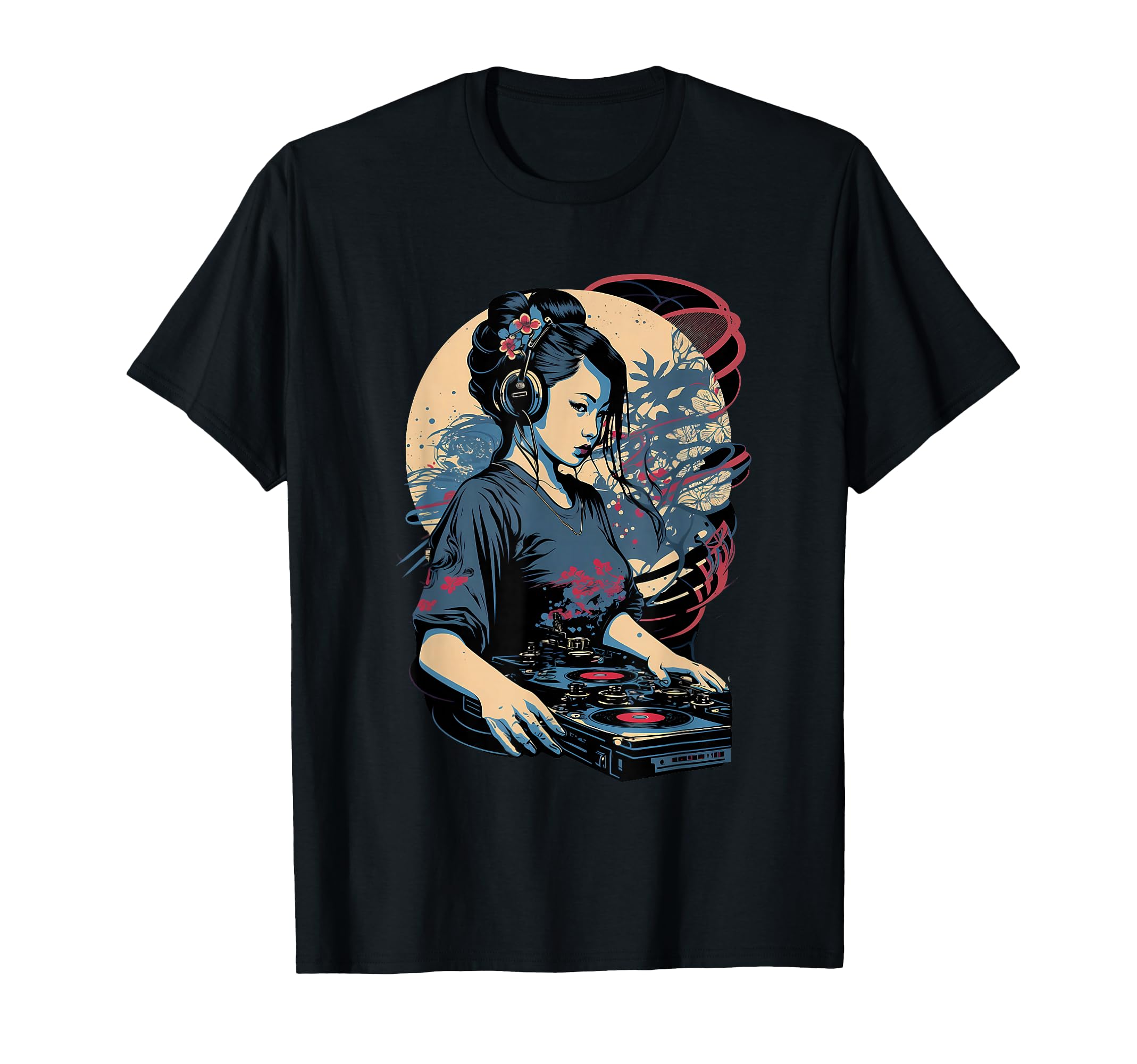 Geisha Dj Edm Japanese Kimono Vaporwave T-Shirt - Novelty Apparel Unisex - T-Shirt, Sweatshirt, Hoodie