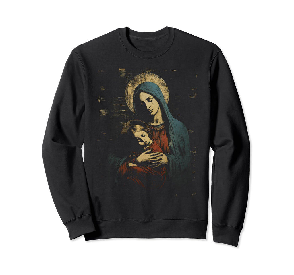 Mary Jesus Distressed 90S Goth Sweatshirt - Streetwear Style Men Women - T-Shirt, Sweatshirt, Hoodie