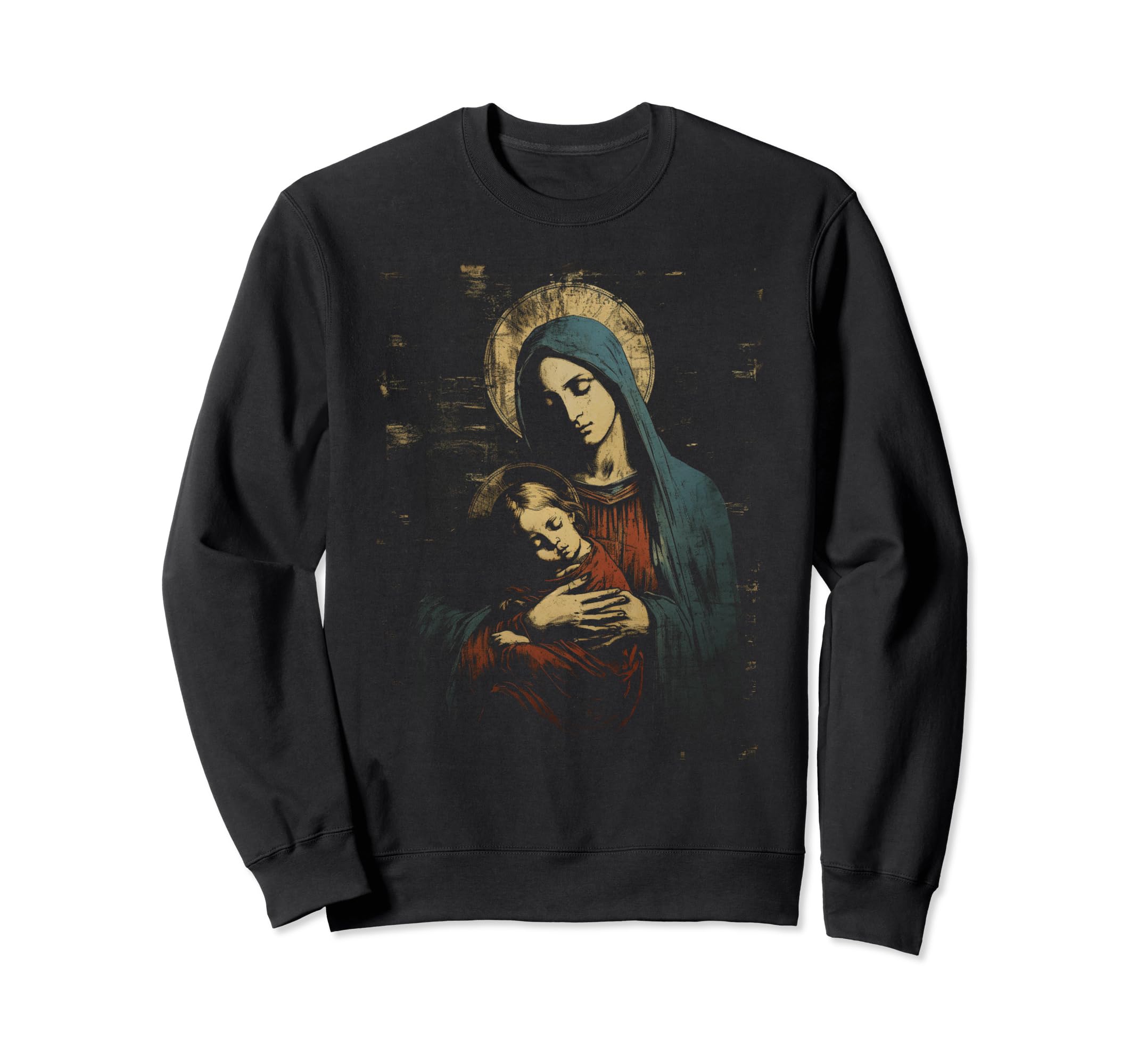 Mary Jesus Distressed 90S Goth Sweatshirt - Streetwear Style Men Women - T-Shirt, Sweatshirt, Hoodie
