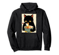 Cat Ramen Aesthetic Japanese Ukiyo E Hoodie - Unique Graphic Unisex - T-Shirt, Sweatshirt, Hoodie