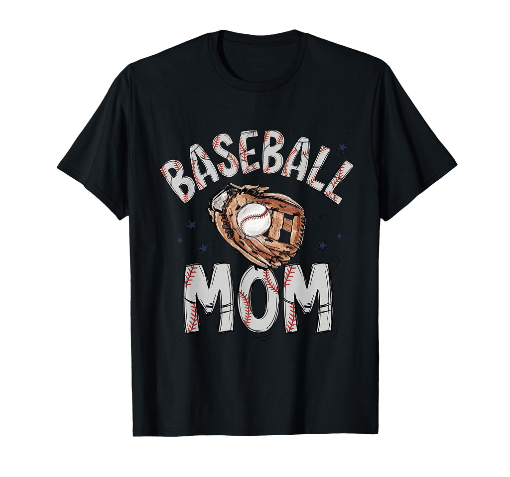 Baseball Mom Catcher Glove Star T Ball T-Shirt - Graphic Print Men Women - T-Shirt, Sweatshirt, Hoodie
