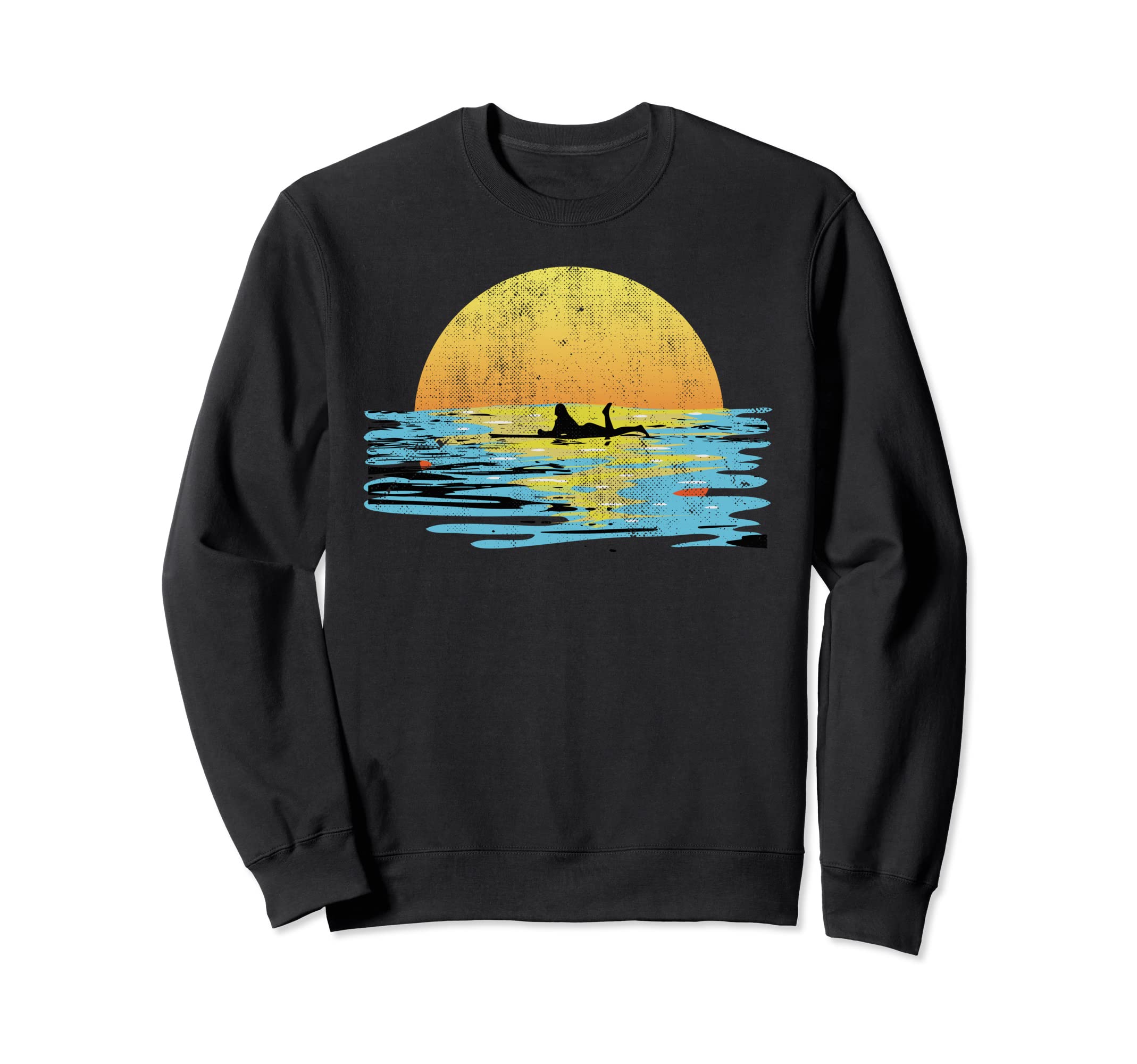 Surfer Sunset Distressed Sweatshirt - Minimalist Print for Adults - T-Shirt, Sweatshirt, Hoodie