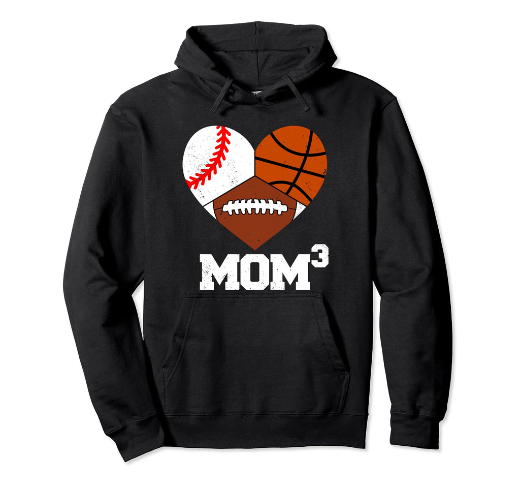 Mom Cubed Mom3 Mom Three Baseball Hoodie - Minimalist Print Unisex - T-Shirt, Sweatshirt, Hoodie
