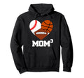 Mom Cubed Mom3 Mom Three Baseball Hoodie - Minimalist Print Unisex - T-Shirt, Sweatshirt, Hoodie