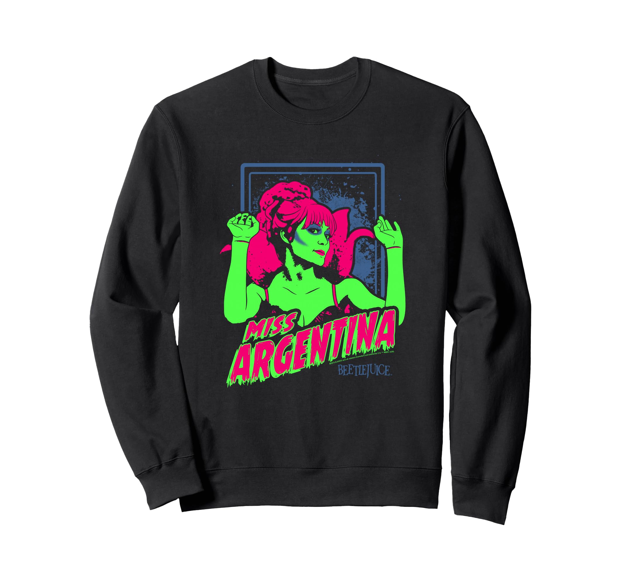 Beetlejuice Neon Miss Argentina Sweatshirt - Unique Graphic for Adults - T-Shirt, Sweatshirt, Hoodie