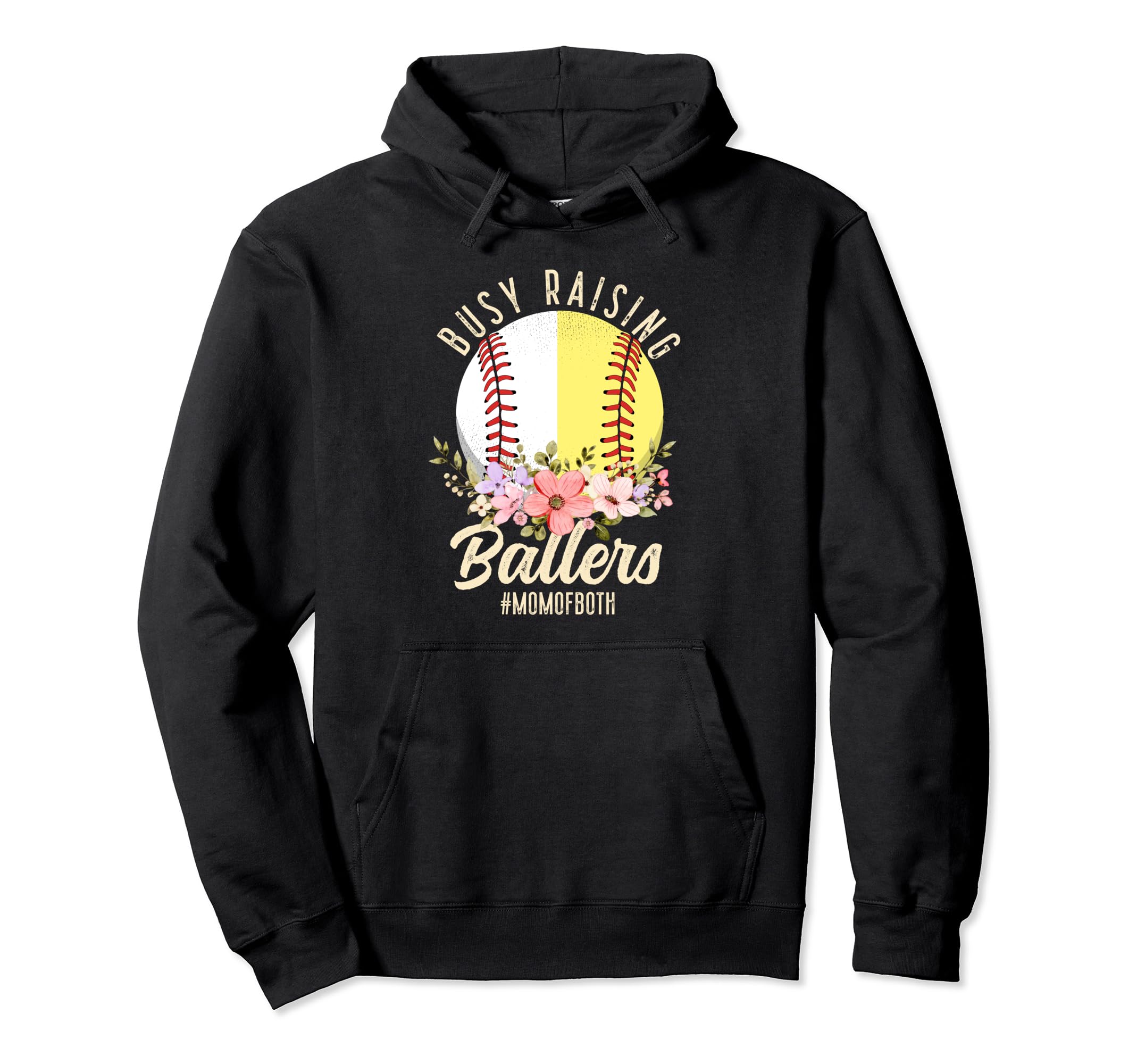 Baseball Softball Mom Both Busy Raising Hoodie - Aesthetic Graphic Unisex - T-Shirt, Sweatshirt, Hoodie