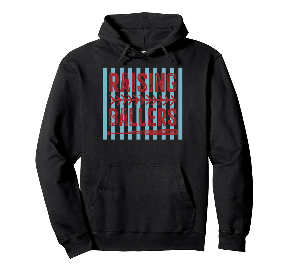 Baseball Mom Raising Ballers Preppy Womens Hoodie - Custom Art Print Unisex - T-Shirt, Sweatshirt, Hoodie