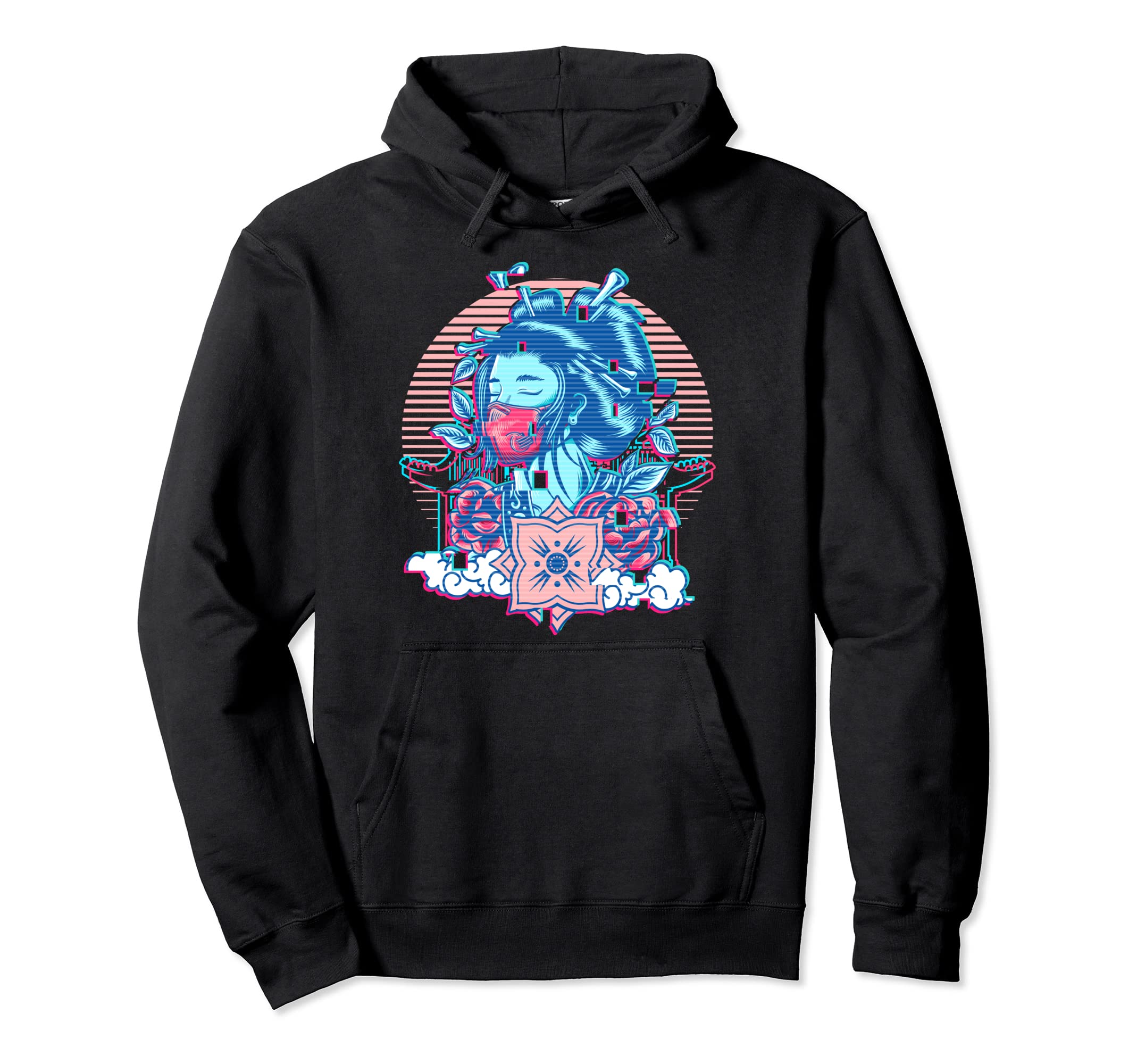 Geisha Japanese Vaporwave Aesthetic Hoodie - Streetwear Style for Adults - T-Shirt, Sweatshirt, Hoodie