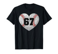 Baseball Number 67 Distressed Heart T-Shirt - Novelty Apparel Men Women - T-Shirt, Sweatshirt, Hoodie