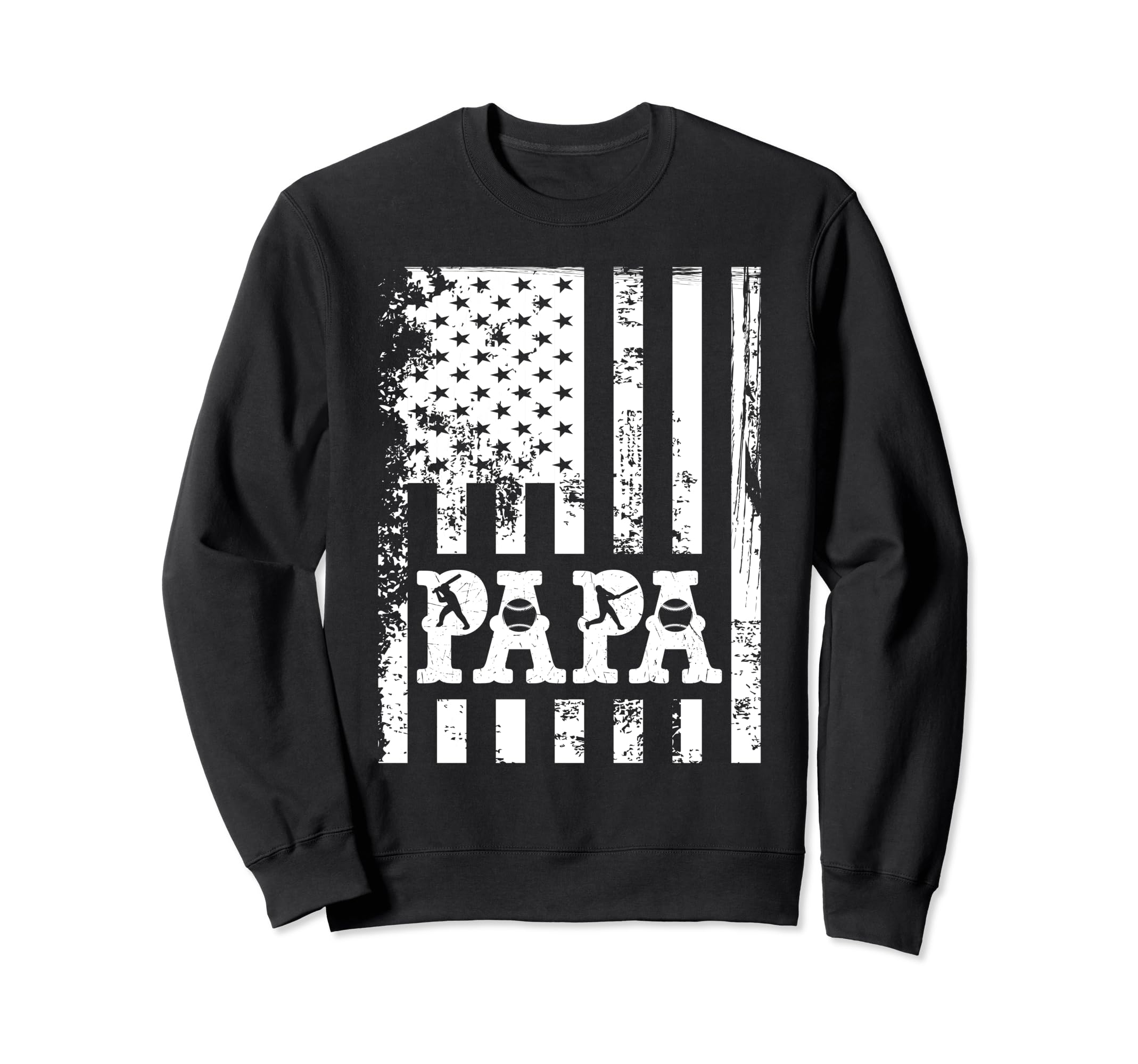 Papa Baseball Fathers Day Usa Flag Sweatshirt - Unique Graphic Men Women - T-Shirt, Sweatshirt, Hoodie