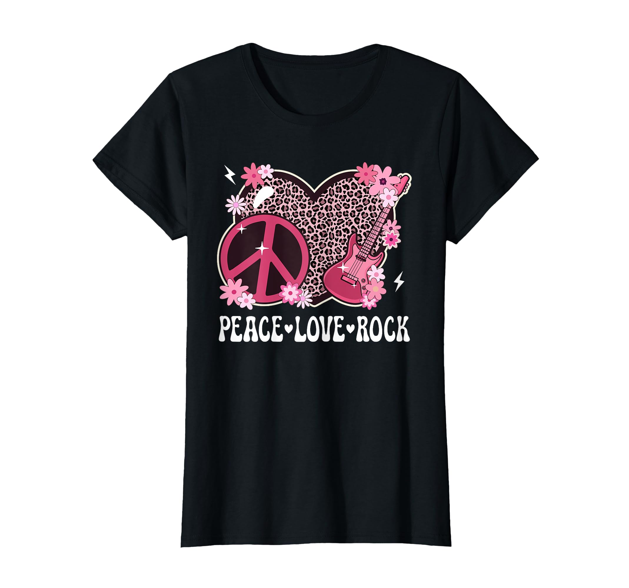 Peace Love Rock And Roll Leopard Rock T-Shirt - Streetwear Style Unisex - T-Shirt, Sweatshirt, Hoodie