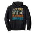 Proud Daughter Marathon Runner Distressed Hoodie - Graphic Print Unisex - T-Shirt, Sweatshirt, Hoodie
