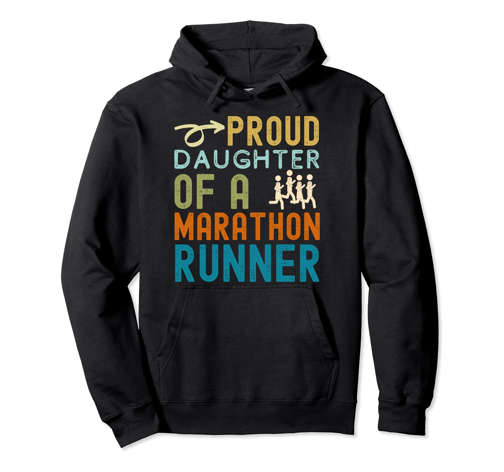 Proud Daughter Marathon Runner Distressed Hoodie - Graphic Print Unisex - T-Shirt, Sweatshirt, Hoodie