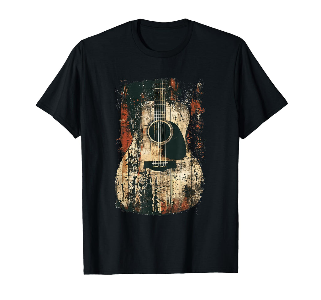Acoustic Guitar Distressed Rock T-Shirt - Fun Novelty Design for Adults - T-Shirt, Sweatshirt, Hoodie