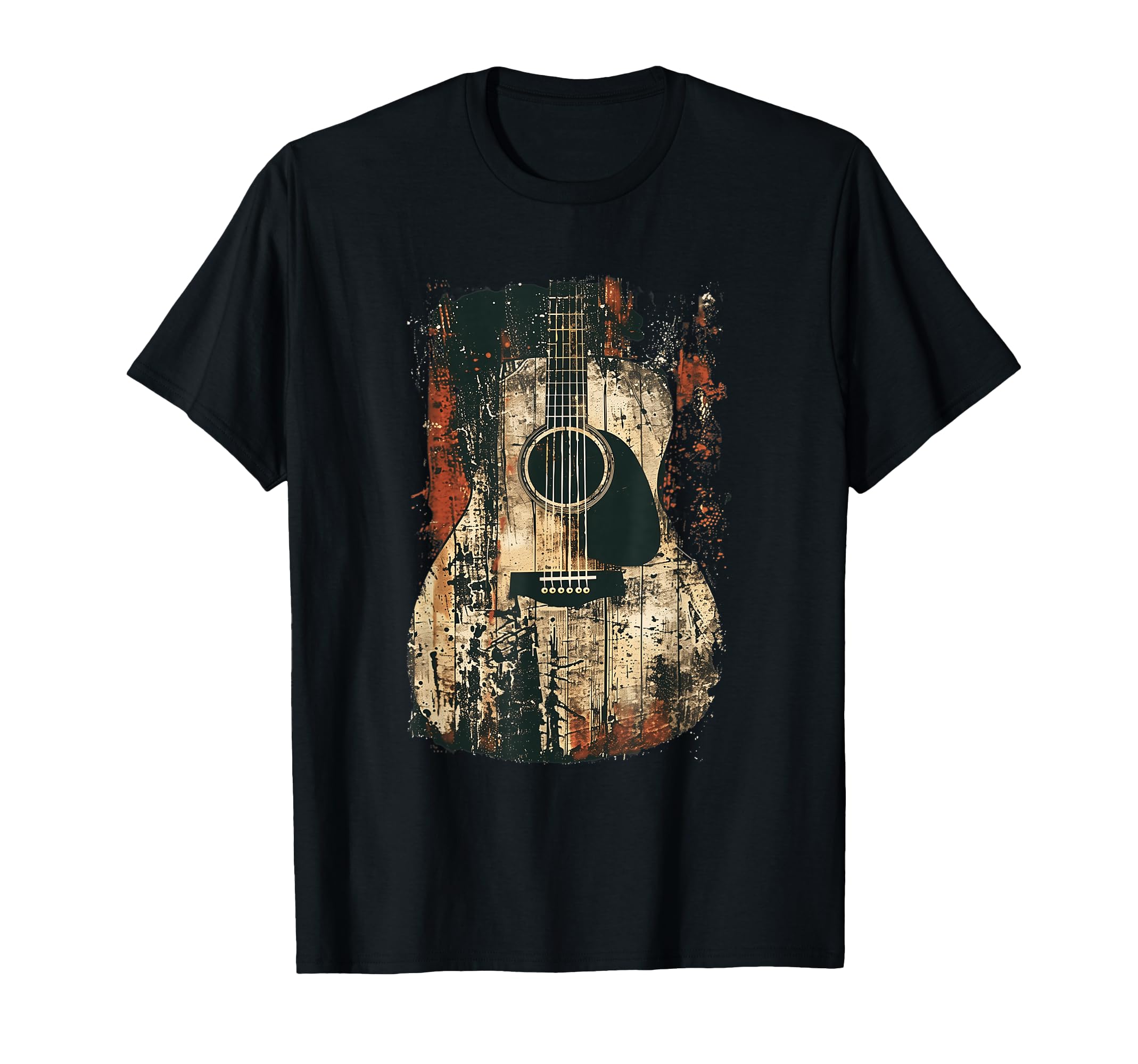 Acoustic Guitar Distressed Rock T-Shirt - Fun Novelty Design for Adults - T-Shirt, Sweatshirt, Hoodie