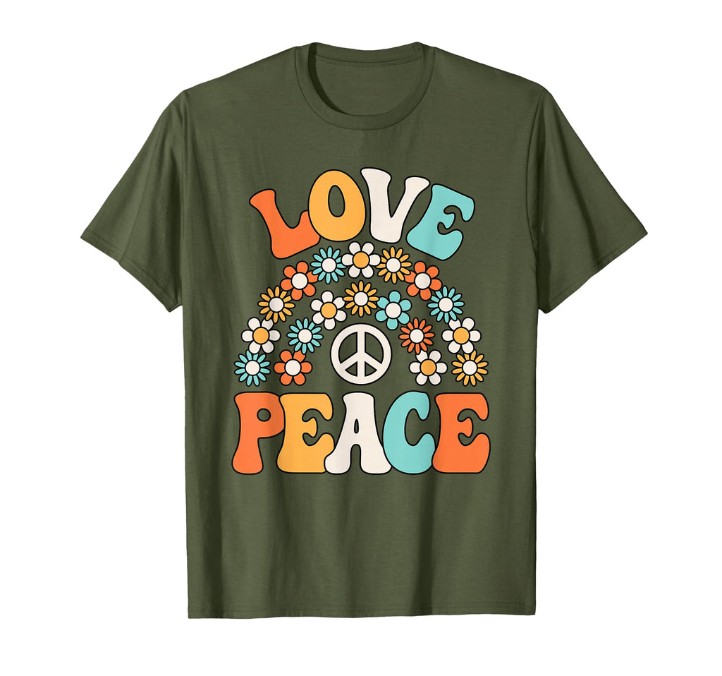 Love Peace Sign Hippie Flower Groovy 60S T-Shirt - Graphic Print Unisex - T-Shirt, Sweatshirt, Hoodie