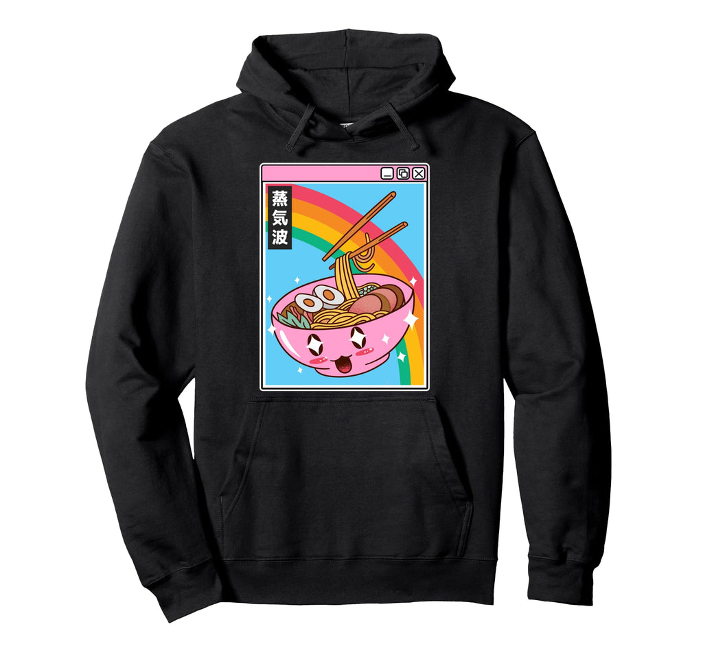 Ramen Noodles Bowl Kawaii Rainbow Hoodie - Minimalist Print for Adults - T-Shirt, Sweatshirt, Hoodie