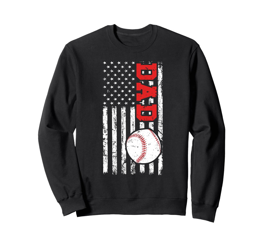 Baseball Dad Us Flag Dad Sweatshirt - Fun Novelty Design for Adults - T-Shirt, Sweatshirt, Hoodie