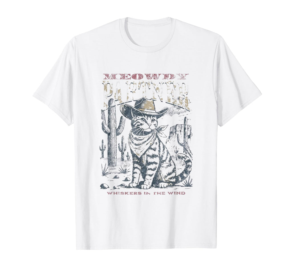 Meowdy Partner Desert Western Kitten T-Shirt - Graphic Print Men Women - T-Shirt, Sweatshirt, Hoodie